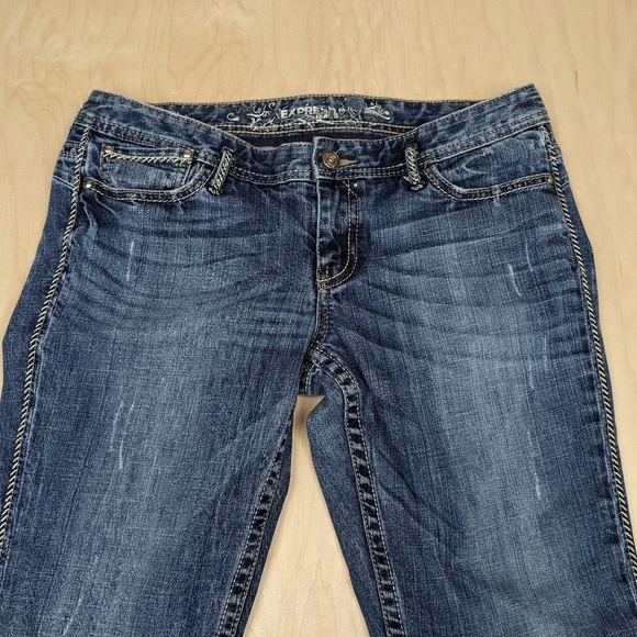 Express, Thick Stitch, Distressed, Boot Cut Jeans, Women's (12R) - Picture 3 of 12